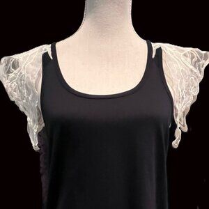 🆕Handmade Fairycore Butterfly Lace Tank–Black Micromodal/Cotton Top Sizes S–XL